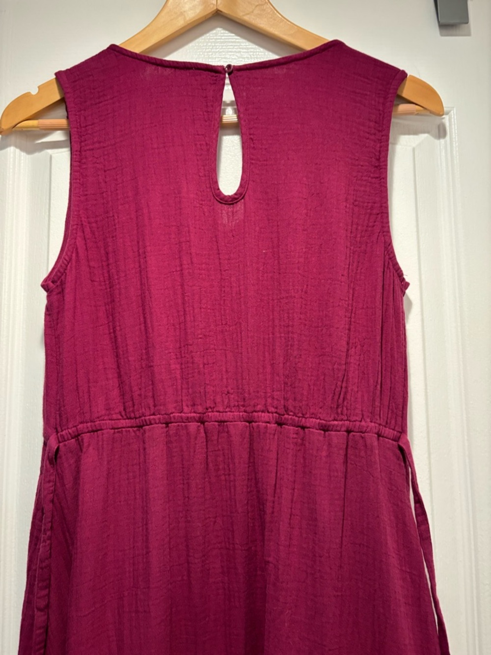 Pact Organic Cotton Sleeveless Magenta Keyhole Back Tiered Maxi Dress size XXS - Picture 7 of 11